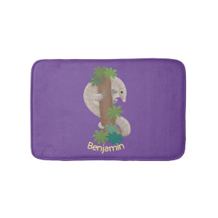Cute happy pangolin anteater illustration bath mat