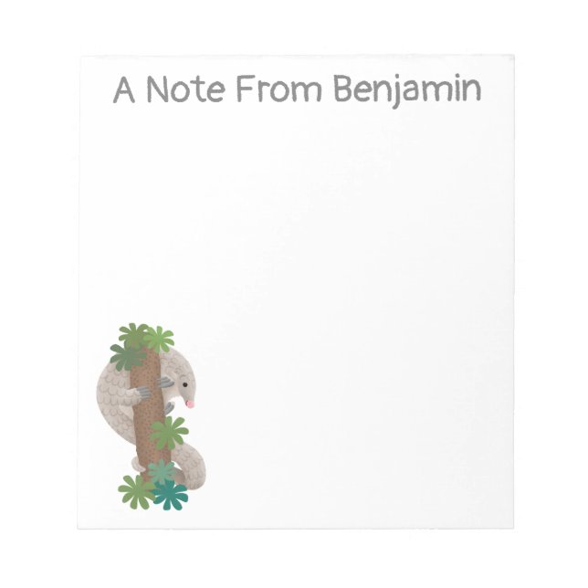 Cute happy pangolin anteater illustration notepad (Front)