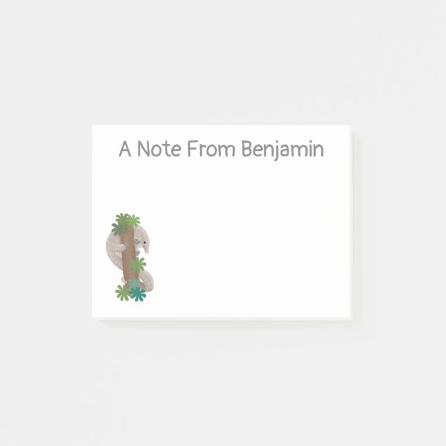 Cute happy pangolin anteater illustration post-it notes (Front)