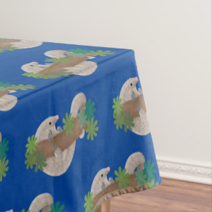 Cute happy pangolin anteater illustration tablecloth