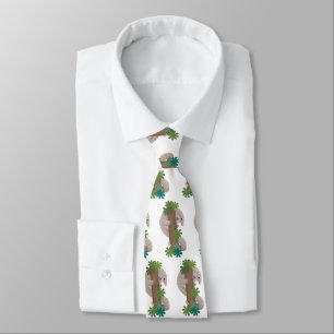 Cute happy pangolin anteater illustration tie