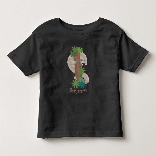 Cute happy pangolin anteater illustration toddler T-Shirt (Front)
