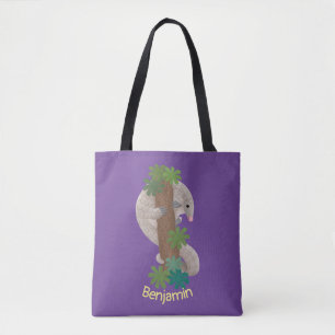 Cute happy pangolin anteater illustration tote bag