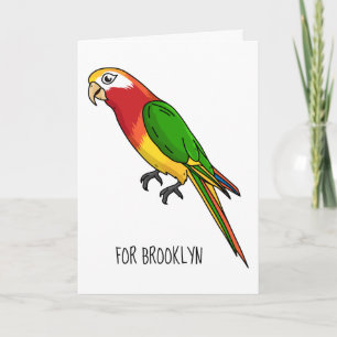 Cute happy parrot cartoon illustration card