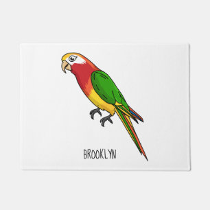 Cute happy parrot cartoon illustration doormat