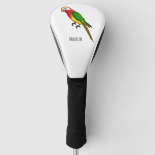 Cute happy parrot cartoon illustration golf head cover
