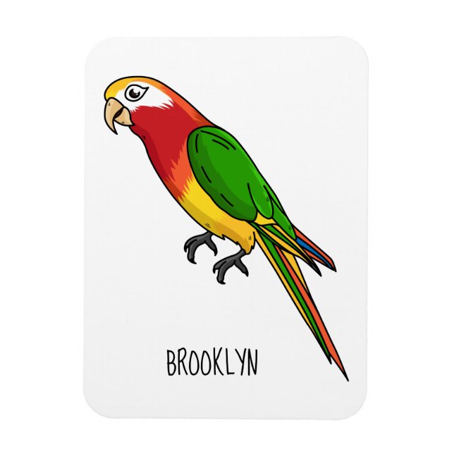 Cute happy parrot cartoon illustration magnet (Vertical)
