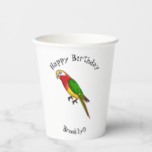 Cute happy parrot cartoon illustration paper cups