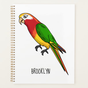 Cute happy parrot cartoon illustration planner