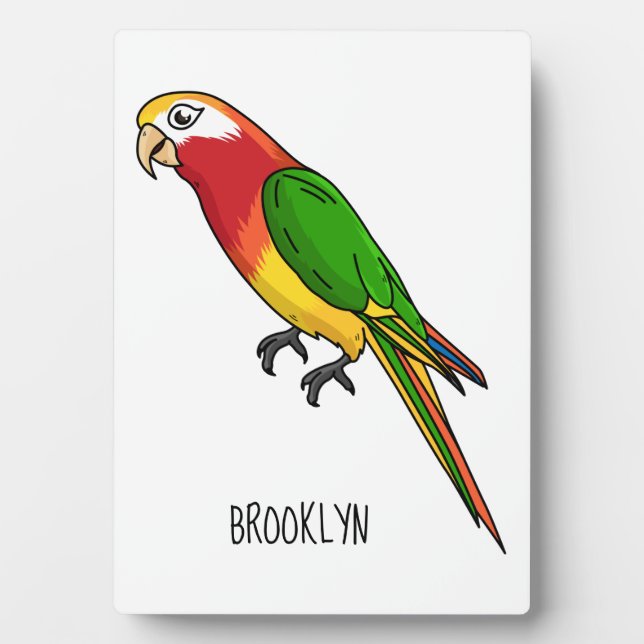 Cute happy parrot cartoon illustration plaque (Front)