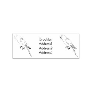 Cute happy parrot cartoon illustration rubber stamp