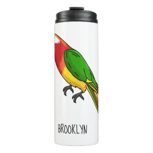 Cute happy parrot cartoon illustration thermal tumbler