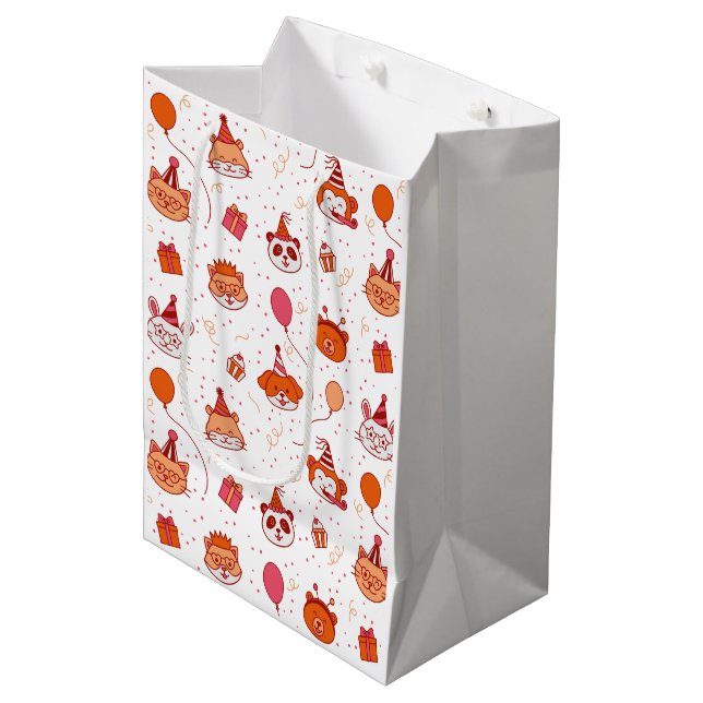 Cute happy party animals gift bag (Front Angled)