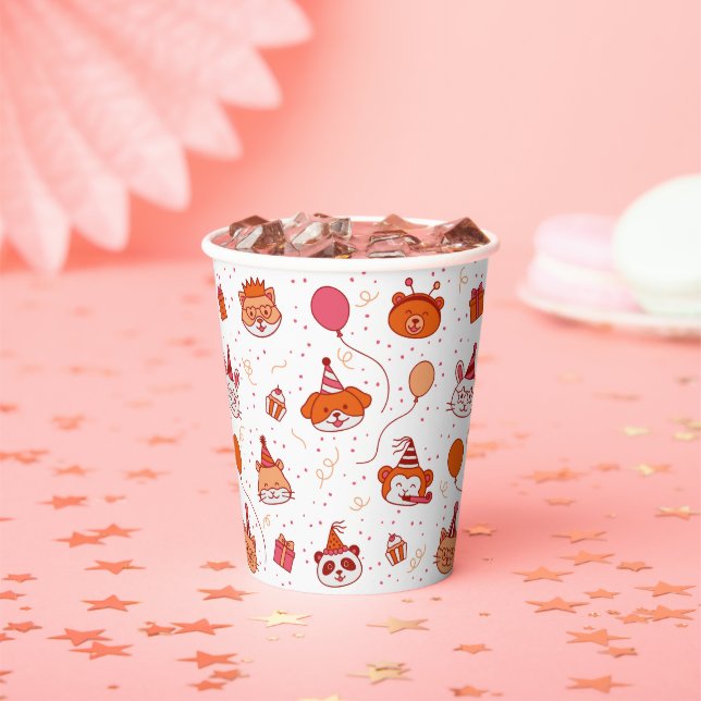 Cute happy party animals paper cups (Insitu)