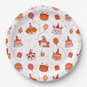 Cute happy party animals party plates