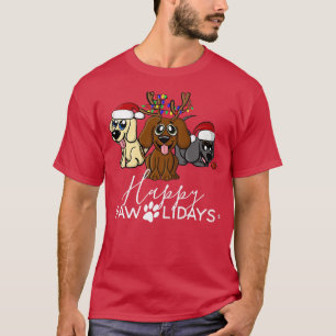 Cute Happy Pawlidays Labradors Retriever Funny Dog T-Shirt