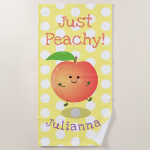 Cute happy peach cartoon illustration beach towel