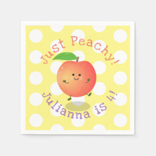 Cute happy peach cartoon personalised birthday napkin