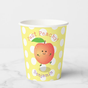 Cute happy peach summer cartoon illustration paper cups