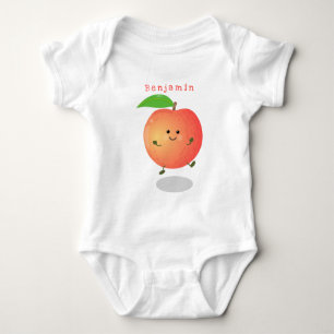 Cute happy peach yellow cartoon baby bodysuit