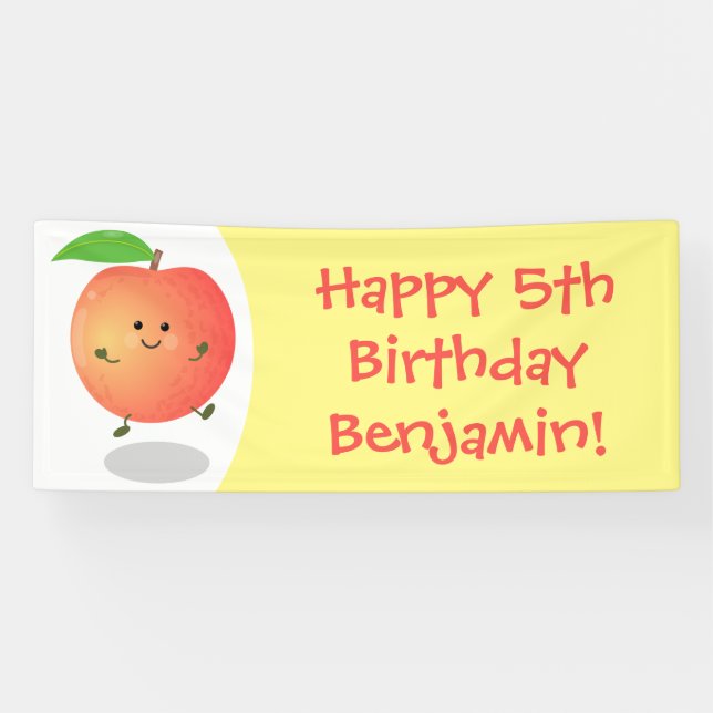 Cute happy peach yellow cartoon banner (Horizontal)