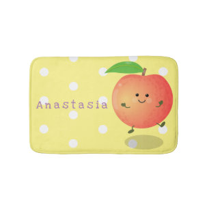 Cute happy peach yellow cartoon bath mat