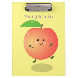 Cute happy peach yellow cartoon clipboard