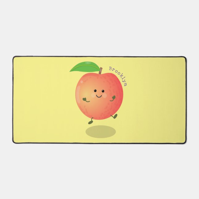 Cute happy peach yellow cartoon desk mat (Front)