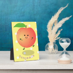 Cute happy peach yellow cartoon plaque