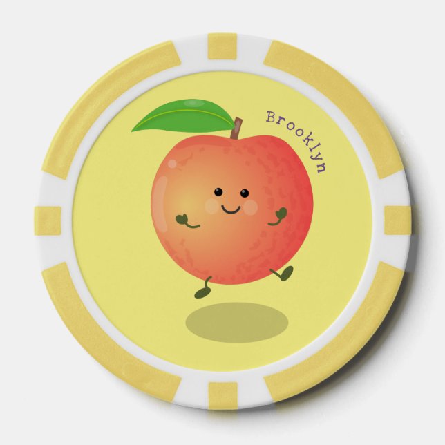 Cute happy peach yellow cartoon poker chips (Front)