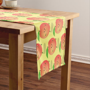 Cute happy peach yellow cartoon short table runner