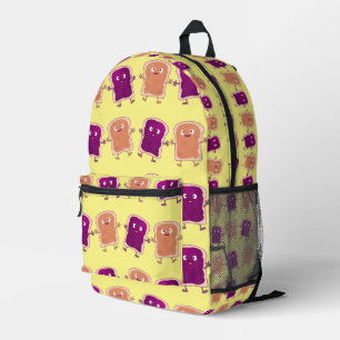 Cute happy peanut butter and jelly cartoon printed backpack