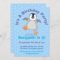 Cute happy penguin chick cartoon 2 years