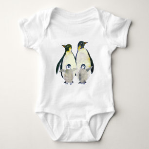 Cute Happy Penguin Family Baby Bodysuit