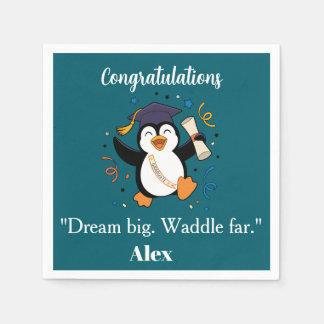 Cute Happy Penguin Graduation Party Napkin