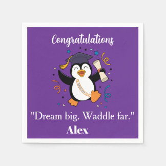 Cute Happy Penguin Graduation Party Napkin