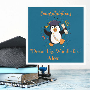 Cute Happy Penguin Graduation Party Napkin