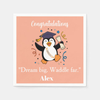 Cute Happy Penguin Graduation Party Napkin