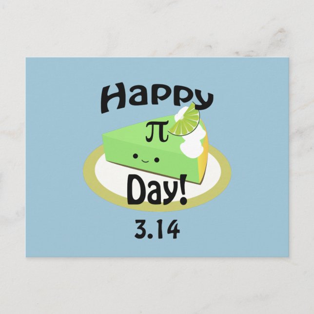 Cute Happy Pi Day Postcard (Front)