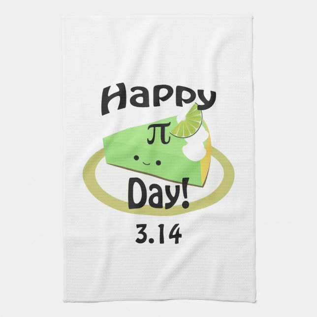Cute Happy Pi Day Tea Towel (Vertical)