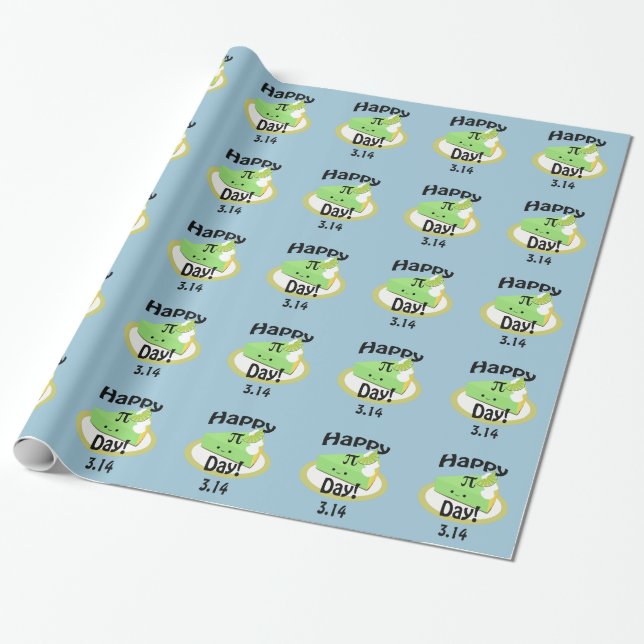 Cute Happy Pi Day Wrapping Paper (Unrolled)