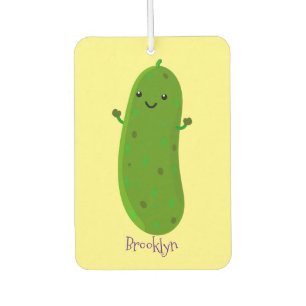 Cute happy pickle cartoon illustration car air freshener