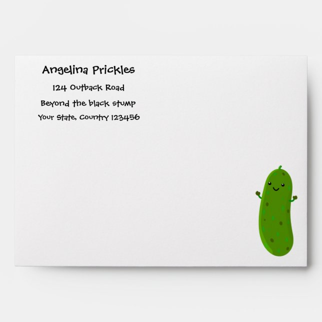 Cute happy pickle cartoon illustration envelope (Front)