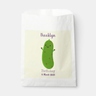Cute happy pickle cartoon illustration favour bags