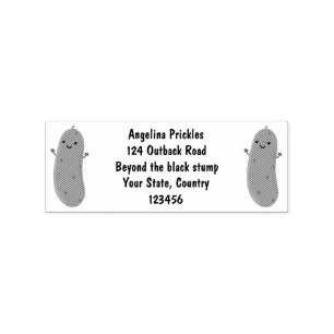 Cute happy pickle cartoon illustration rubber stamp