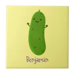 Cute happy pickle cartoon illustration tile