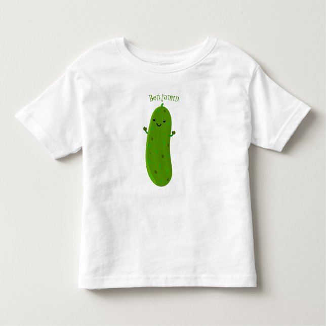 Cute happy pickle cartoon illustration toddler T-Shirt (Front)