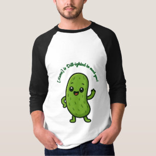 Cute Happy Pickle Kawaii Cartoon - Personalizable T-Shirt