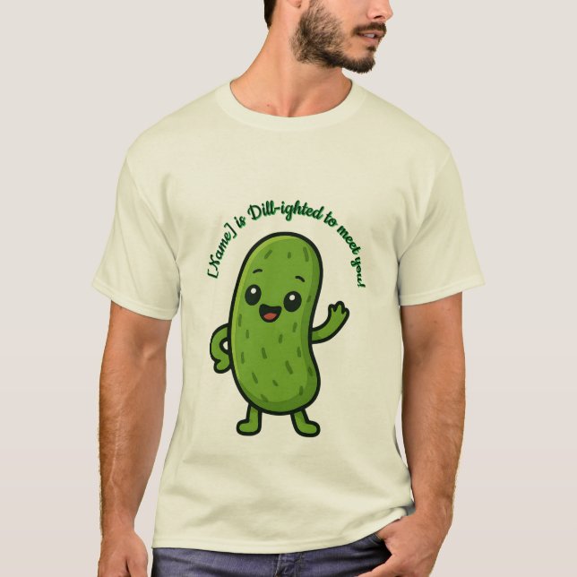 Cute Happy Pickle Kawaii Cartoon - Personalizable  T-Shirt (Front)