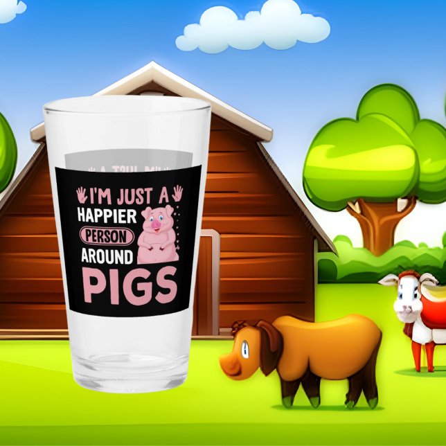 cute happy pig lovers word art glass (Creator Uploaded)